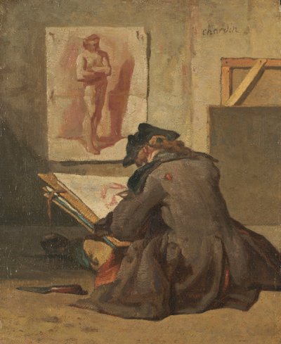Young Student Drawing by Jean Baptiste Simeon Chardin